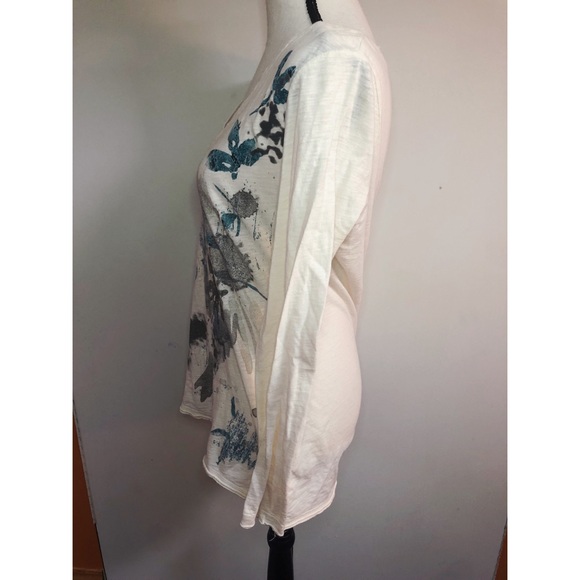 A.n.a Cream Long Sleeve Top Size Large - Picture 2 of 7